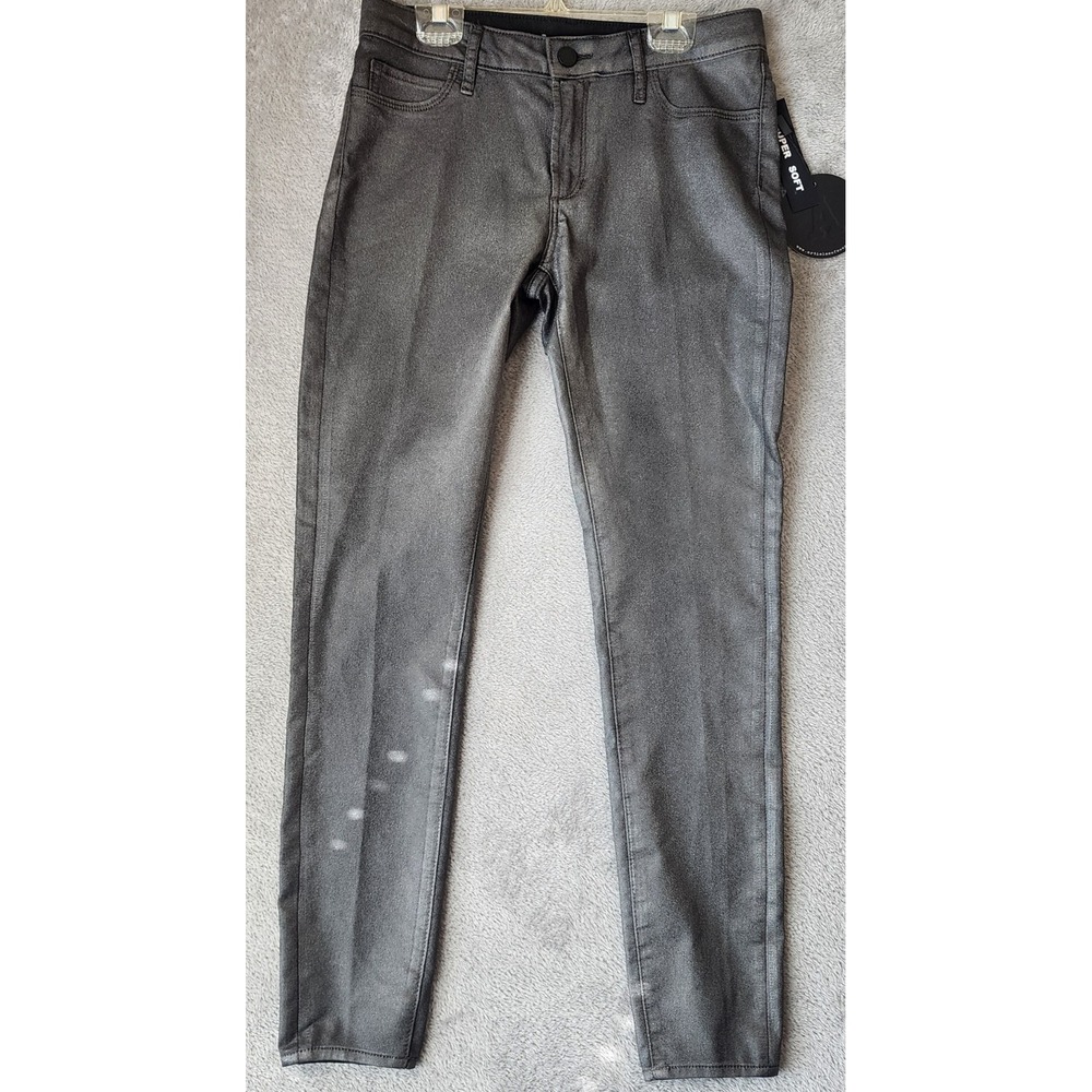Articles of Society Ankle Skinny Jeans Womens 27 Silver Metallic Coated Stretch